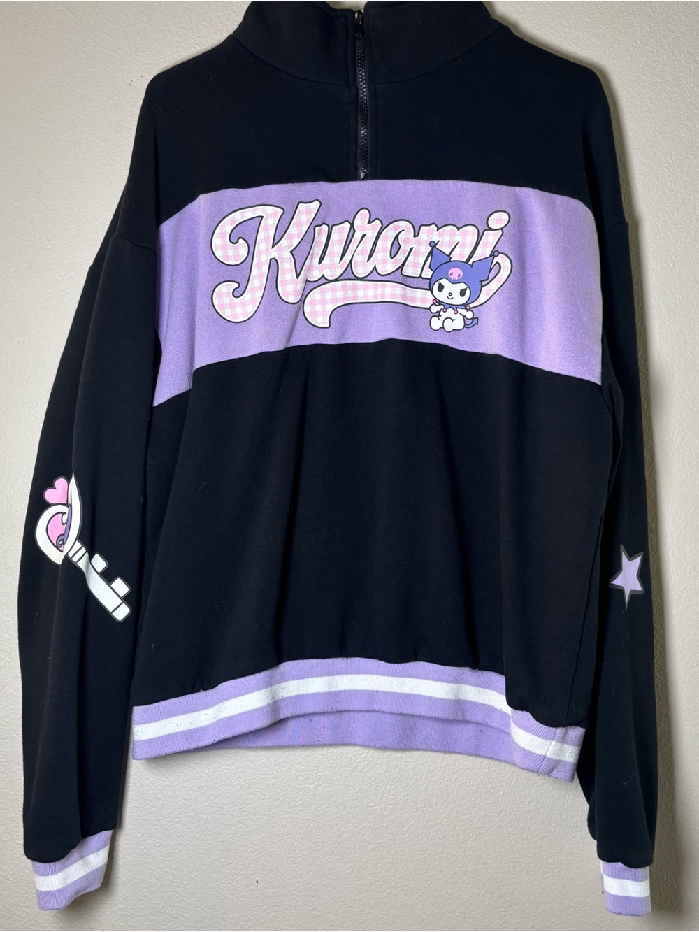 Hybrid Kuromi by Sanrio Women's XL Pullover Sweatshirt Black Purple Hot Topic